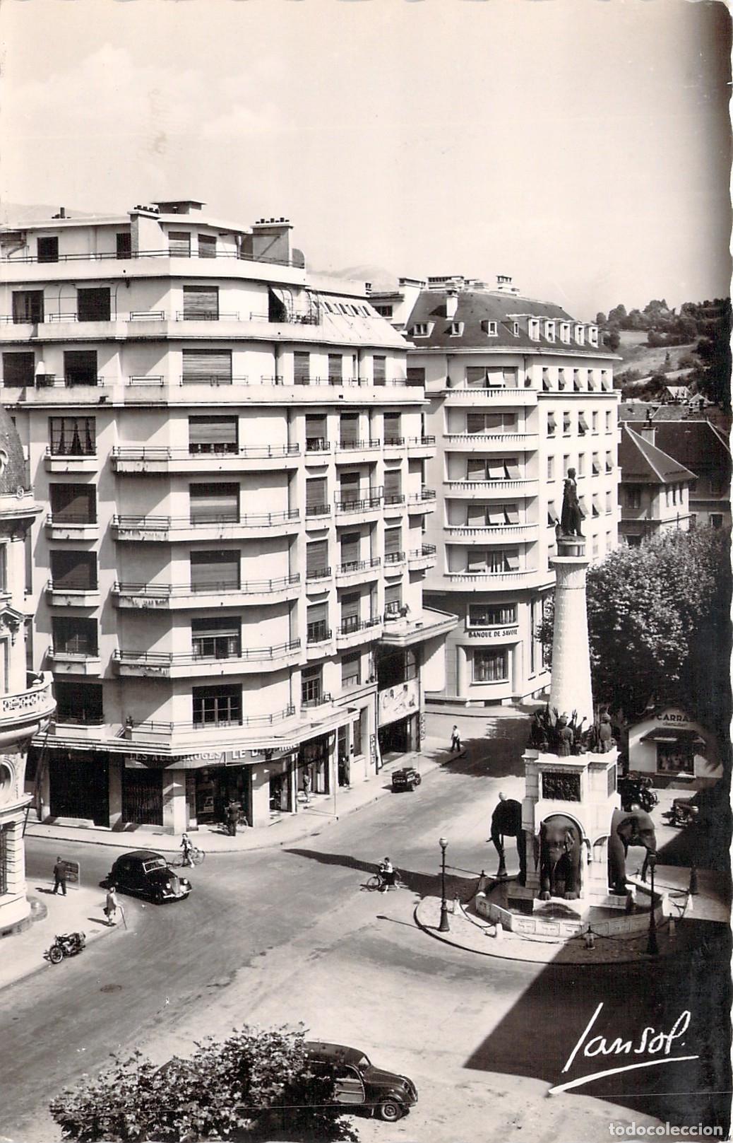 Postcards: Postal de Chambery: Fuente de los Elefantes y Bulevar de la Columna