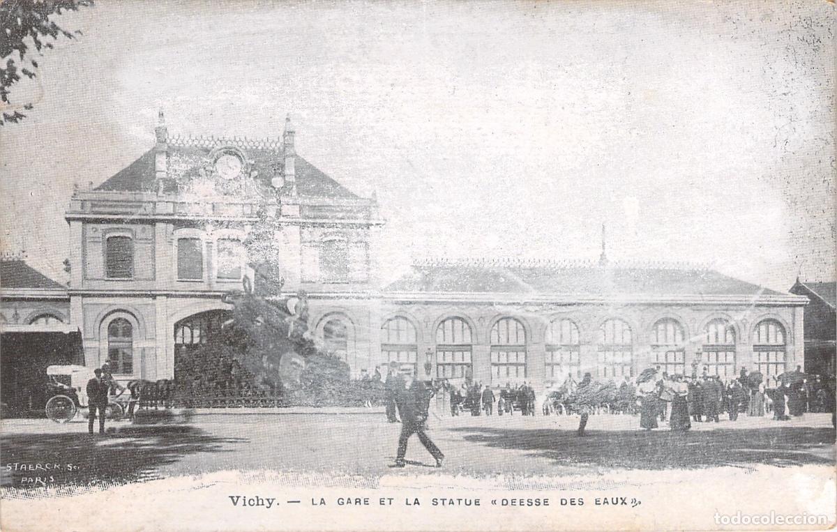 Postales: Postal de la Estaci&oacute;n de Vichy y Estatua de la Diosa de las Aguas