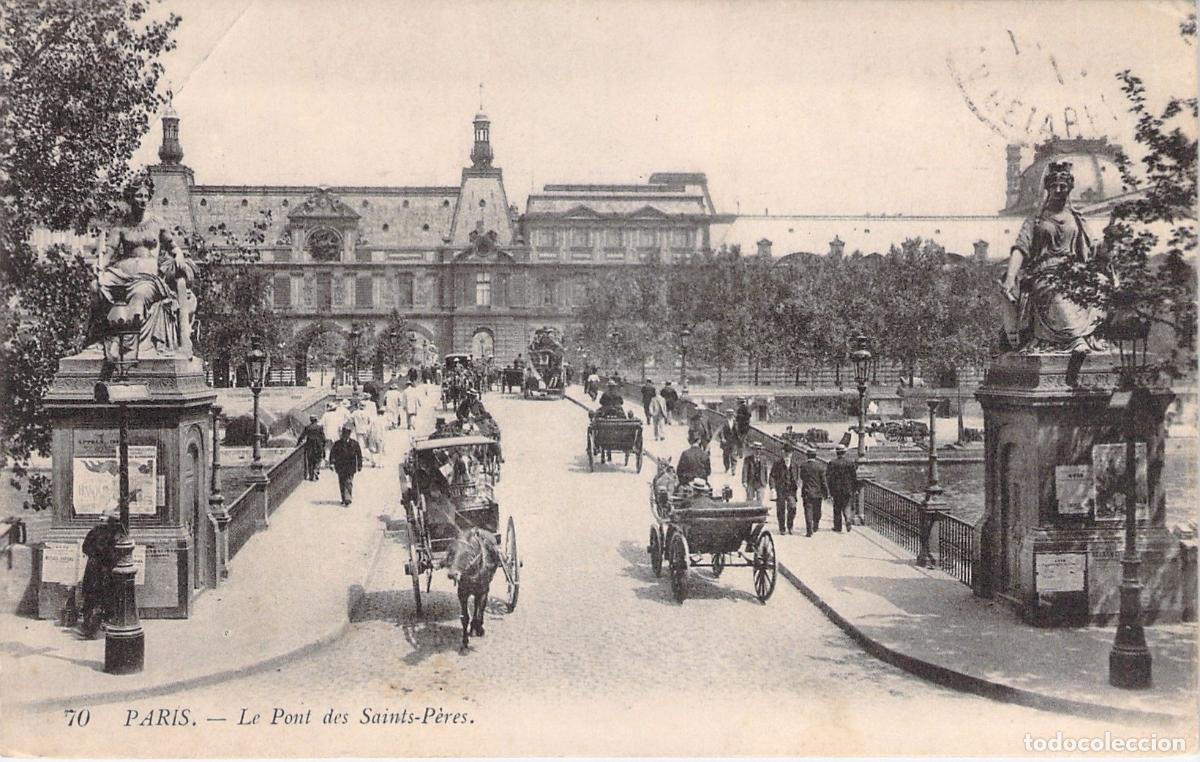 Postales: Postal de Par&iacute;s del Puente de los Santos Padres con Carruajes