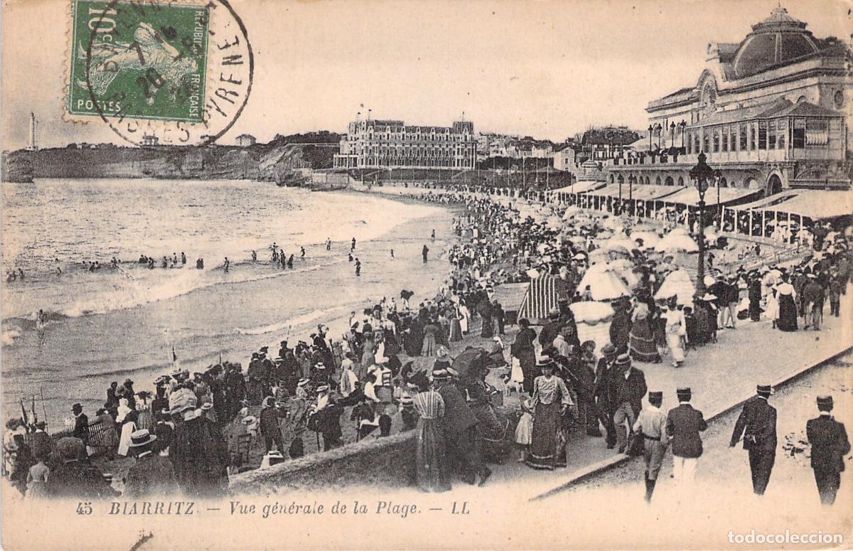 Postales: Postal de Biarritz Vista General de la Playa con Ba&ntilde;istas Francia