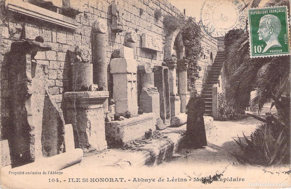 Postales: Postal Abad&iacute;a de L&eacute;rins Museo Lapidario Isla Saint-Honorat Francia