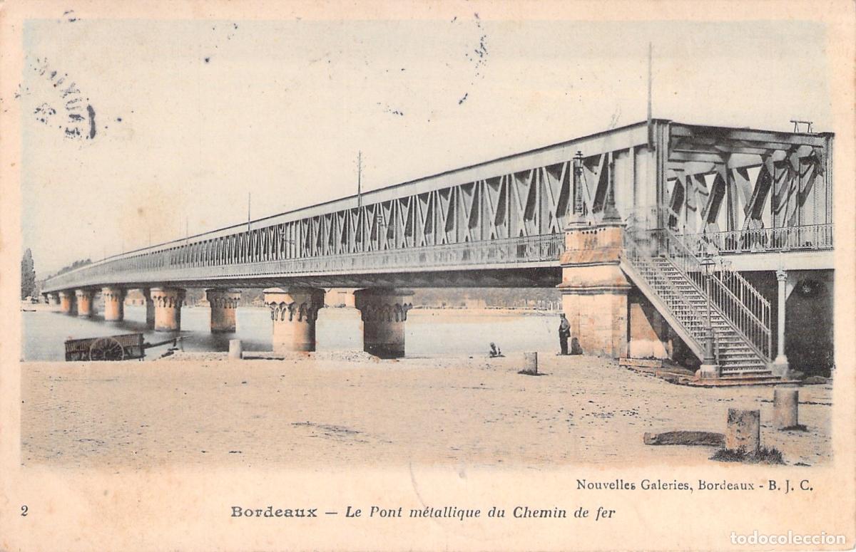 Postales: Tarjeta Postal Antigua de Burdeos Puente Met&aacute;lico del Ferrocarril