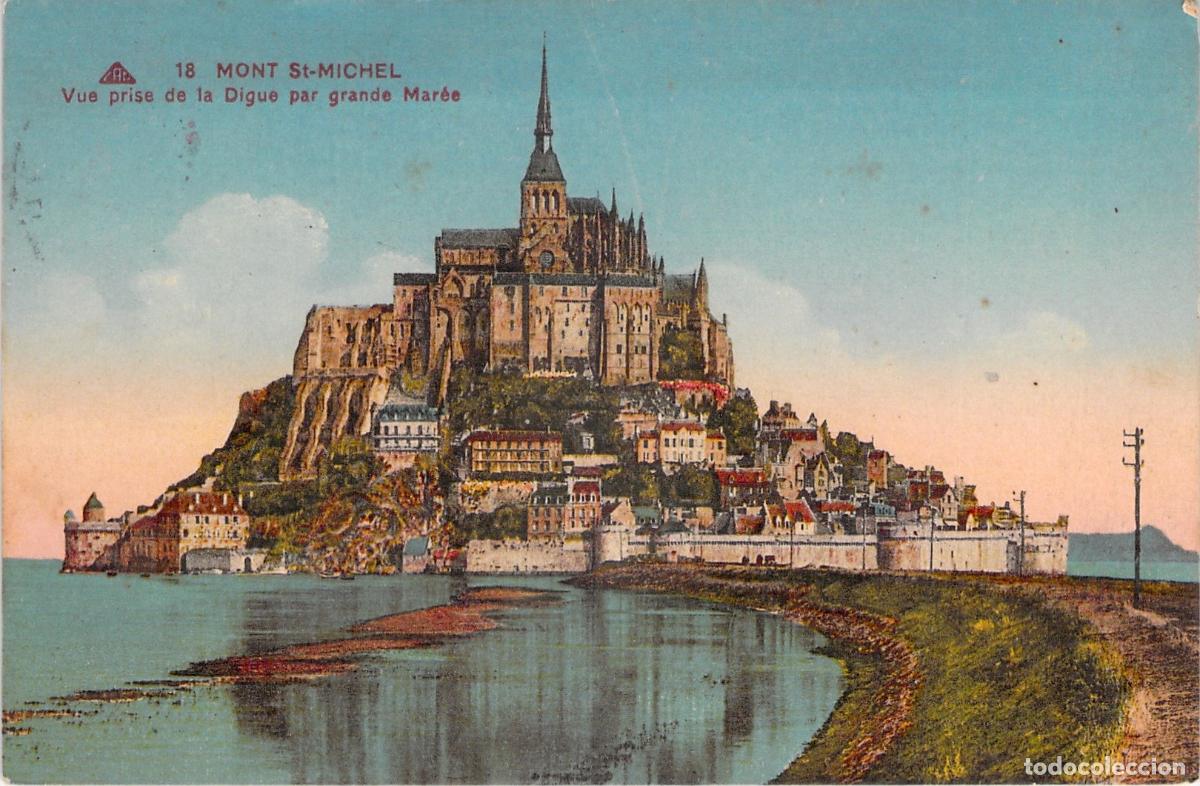 Postcards: Postal de Mont St-Michel Francia Vista desde el Dique