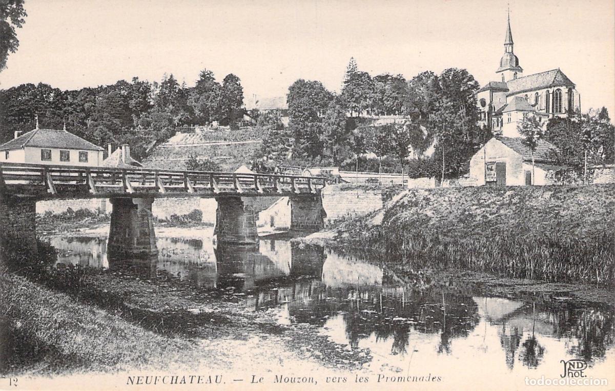 Postcards: Postal de Neufch&acirc;teau - El R&iacute;o Mouzon y los Paseos