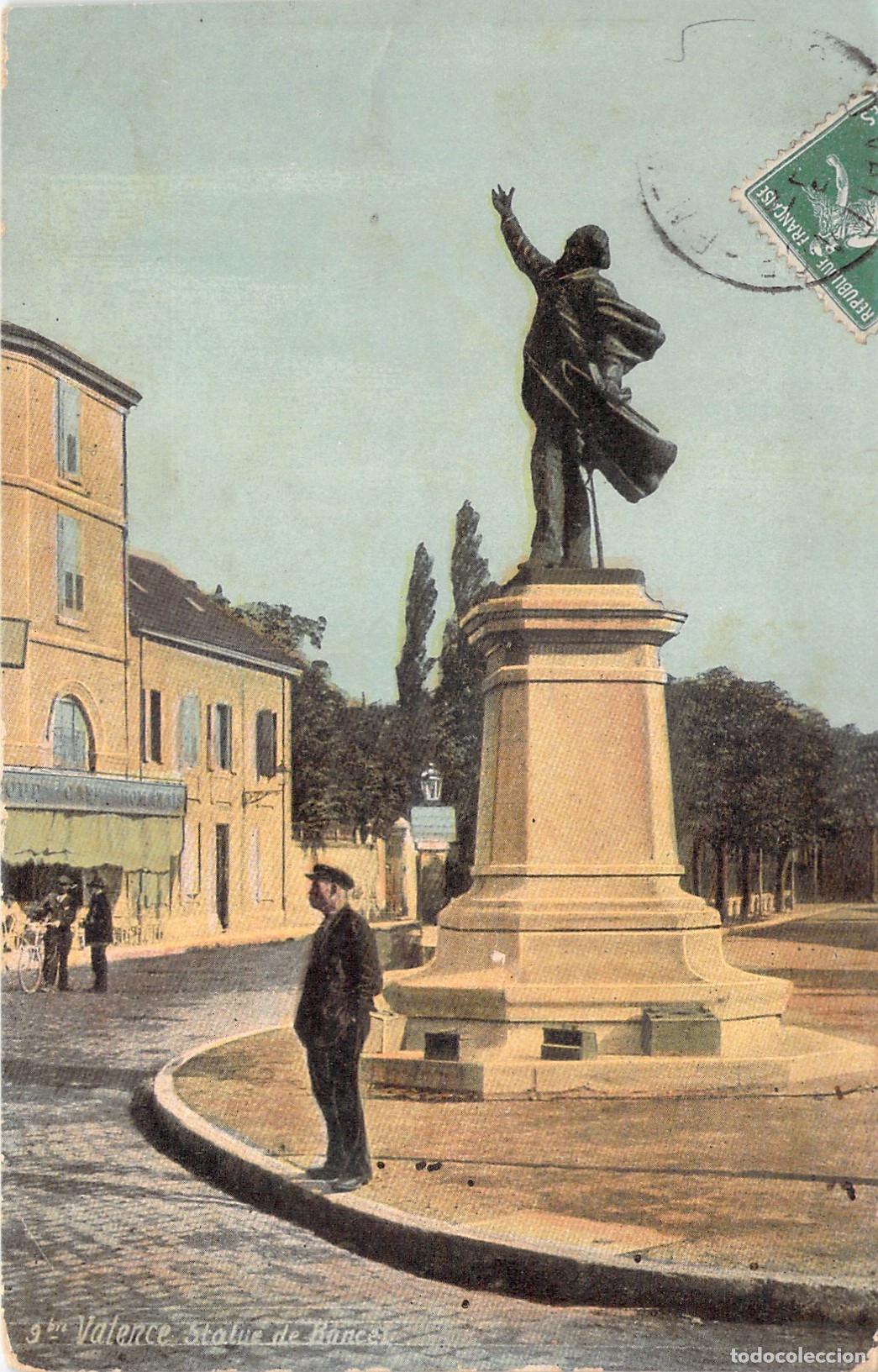 Postales: Postal de Valence Francia Estatua de Bancel y Escena Urbana