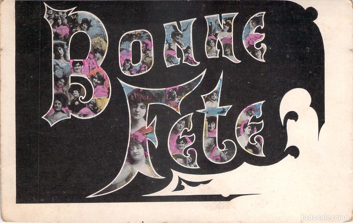 Cartoline: Postal Francesa Bonne F&ecirc;te con Retratos Art Nouveau de Mujeres