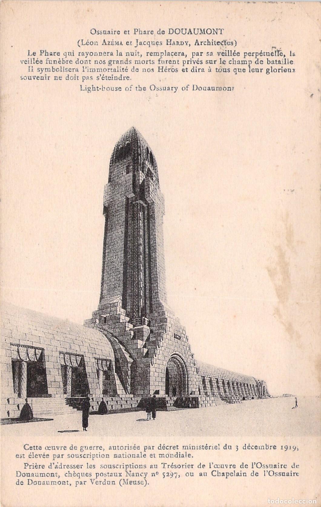 Cartoline: Postal del Osario y Faro de Douaumont en Meuse Francia