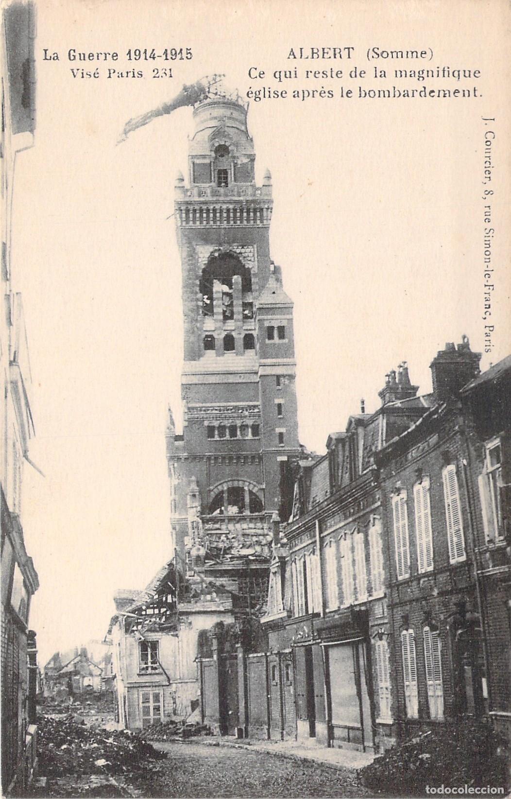 Cartoline: Postal de Albert Somme Ruinas de la Iglesia tras Bombardeo Guerra