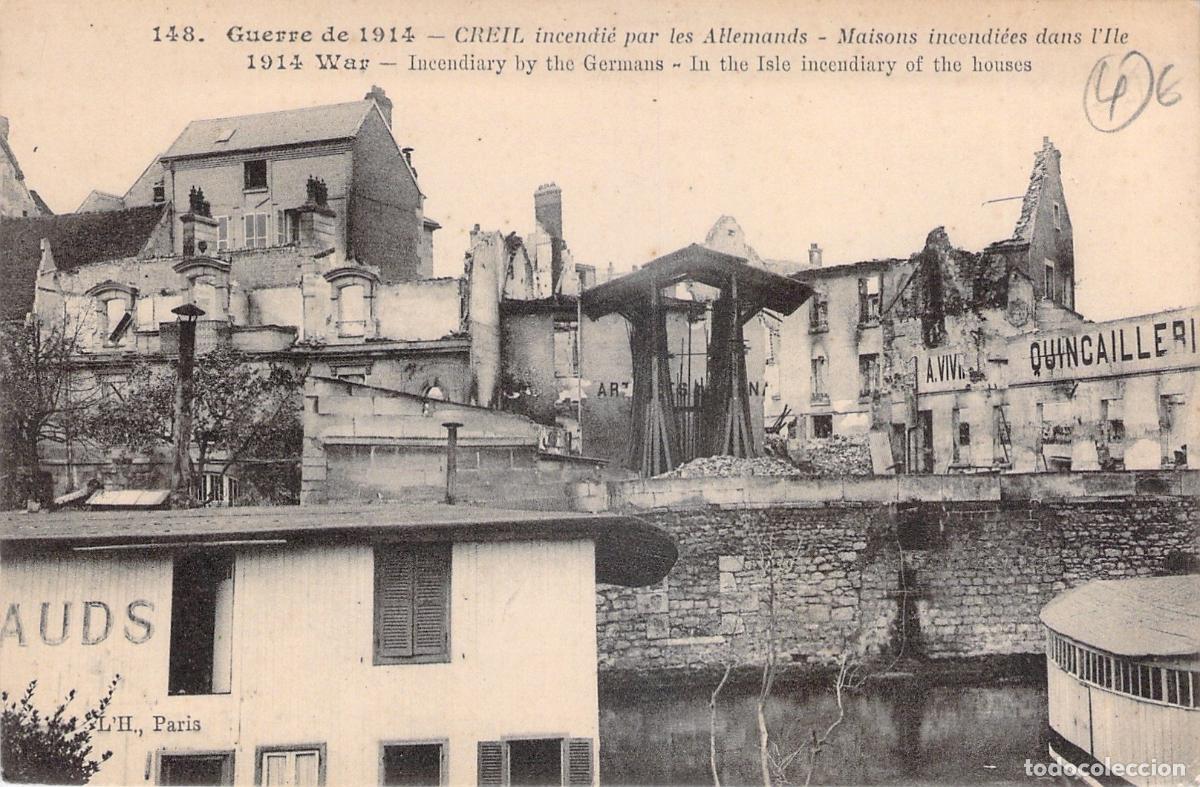 Cartoline: Postal de Creil en Ruinas - Incendio de la Primera Guerra Mundial
