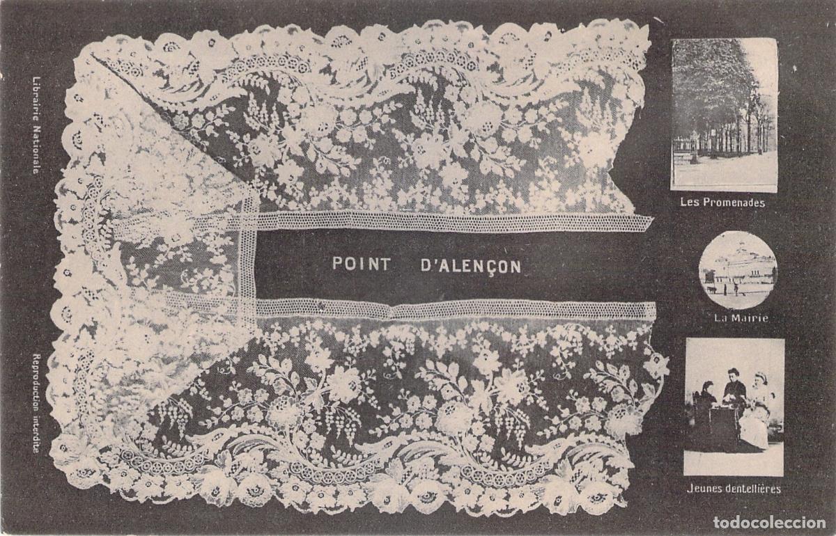 Postales: Postal Encaje de Alencon y Vistas de la Ciudad Francia