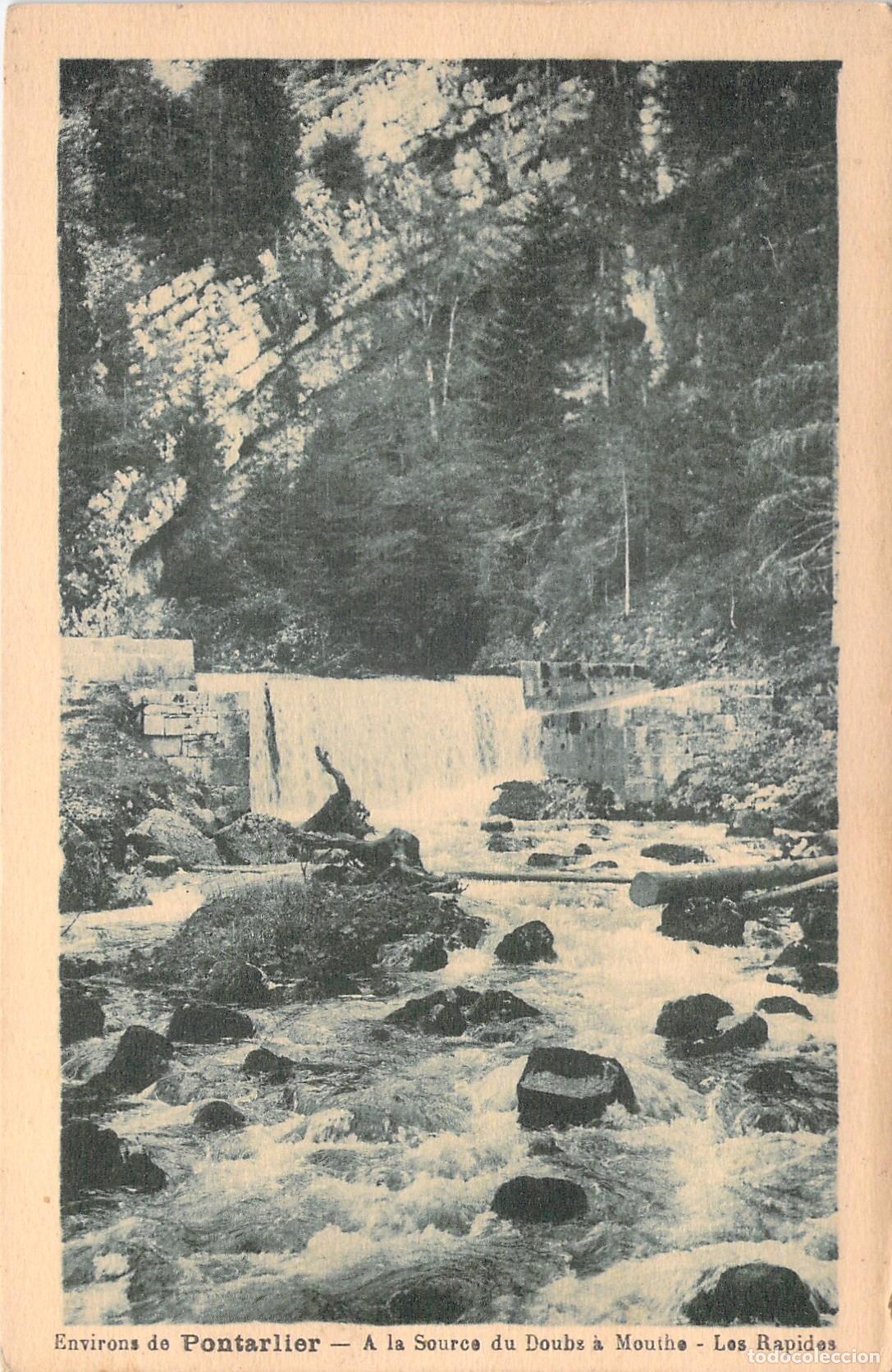Postales: Postal de la Fuente del Doubs en Mouthe, R&aacute;pidos de Pontarlier