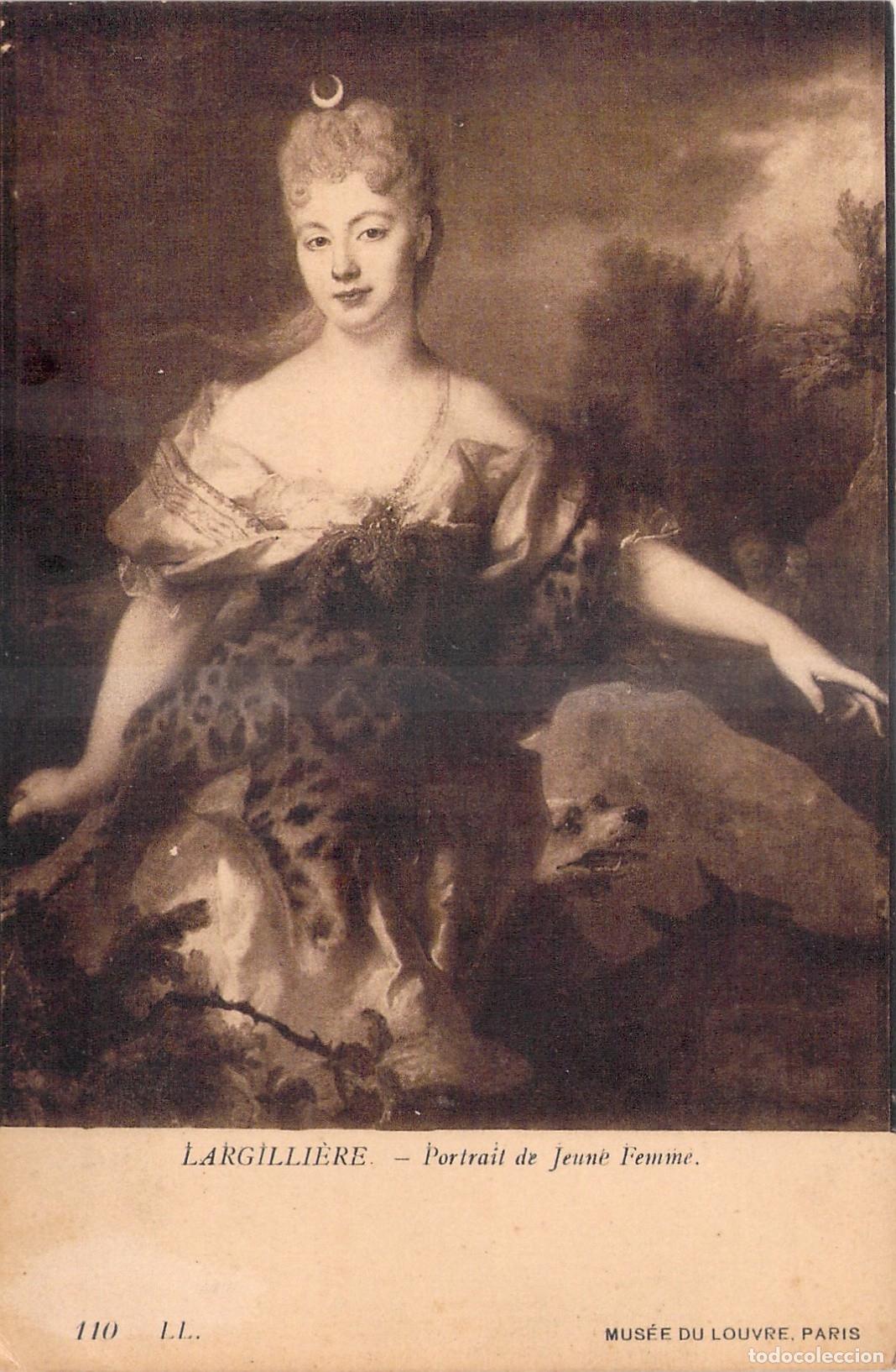 Postales: Postal Retrato de una Joven de Nicolas de Largilli&egrave;re Museo del Louvre