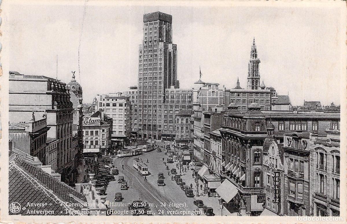 Postales: Postal de Amberes B&eacute;lgica Torengebouw Primer Rascacielos