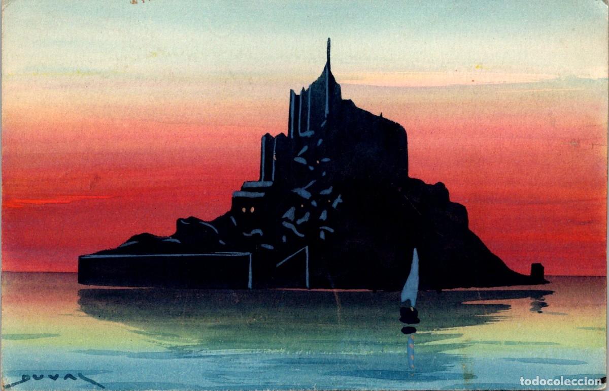 Postales: Francia - (50) - Mont Saint Michel - Postal Pintada a Mano - Firma: DUVAL - Reverso Blanco- 140x90mm