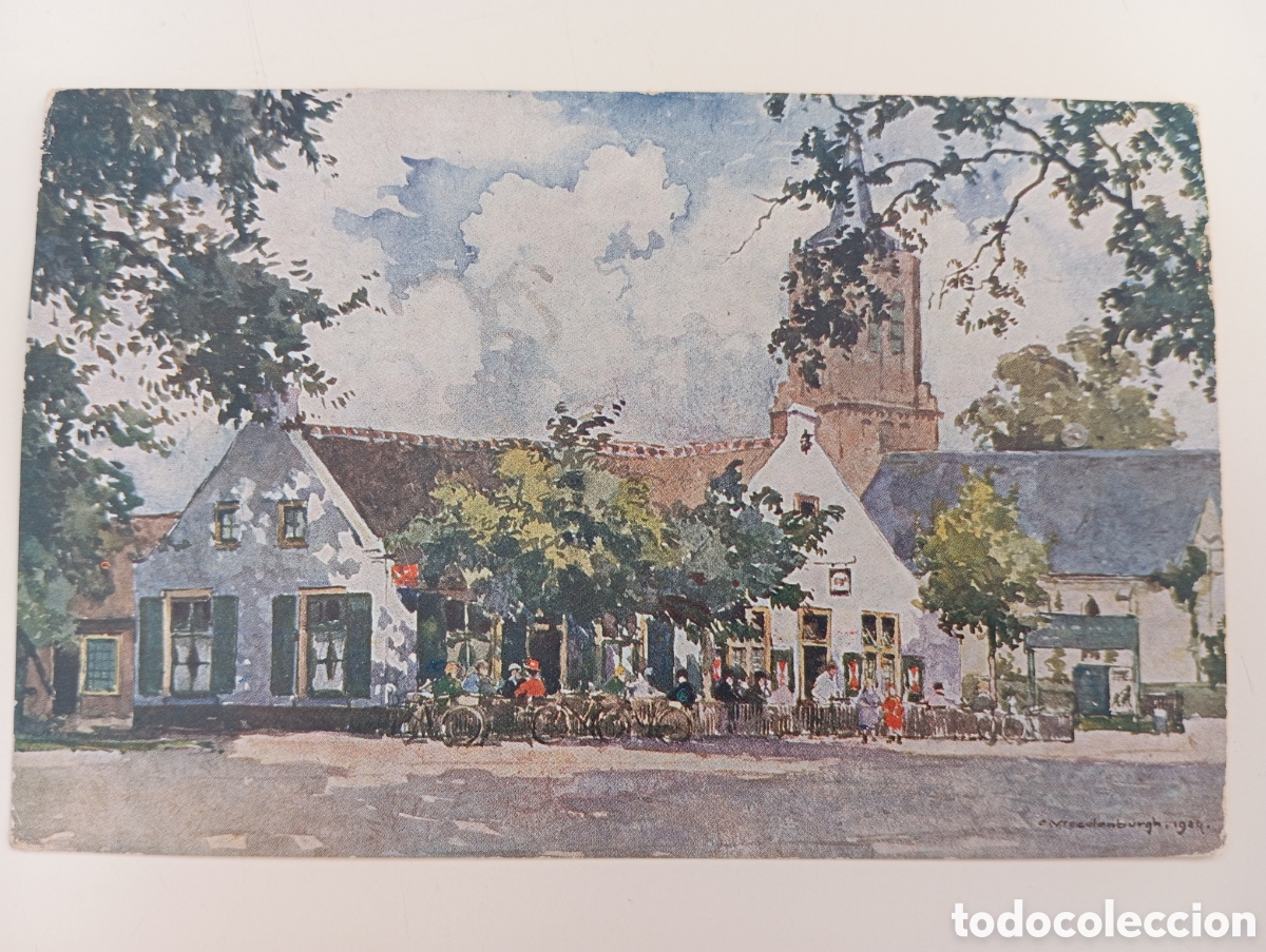 Postales: Postal antigua Laren, Caf&eacute;-Restaurant 'T Bonte Paard, Cornelis Vreedenburgh, 1924, circulada 1952