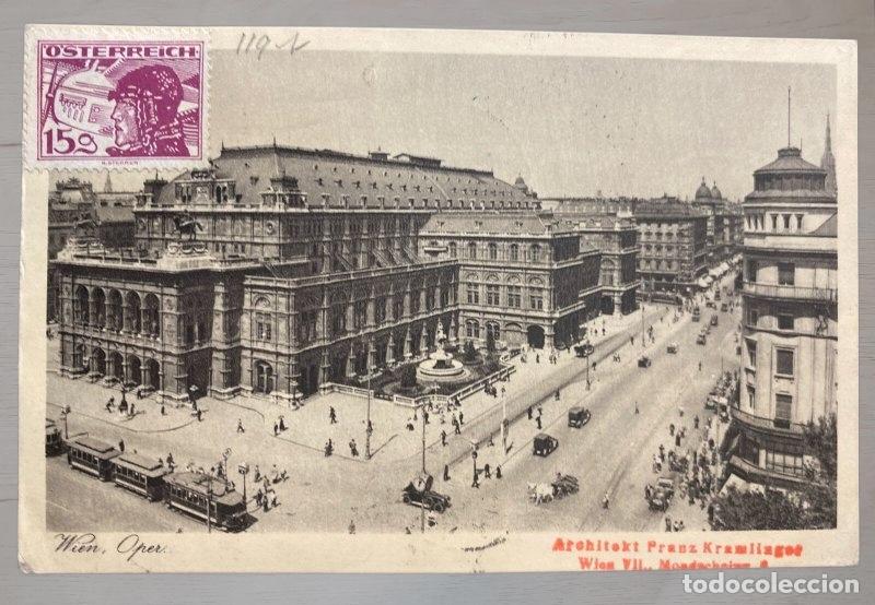 Postales: Postal Viena Wien Oper circulada en Dirigible LZ 127 Graf Zeppelin. Vuelo Polar Polarfahrt 1931 a Le