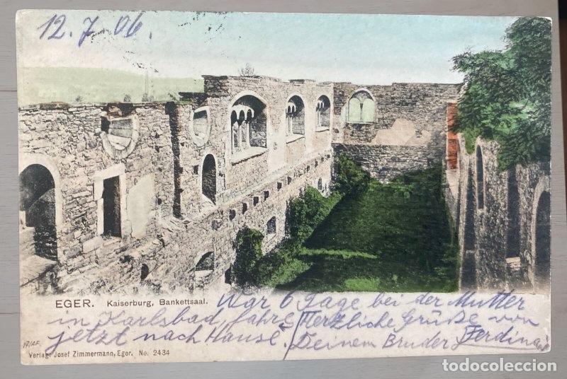 Postales: Postal Eger Chequia 1906 a China. Circulada a Tientsin con sello Germania