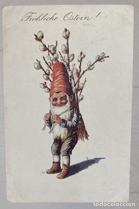 Postales: Postal Austria a China 1911. Pascua gnomo circulada via Siberia a Tsinanfu