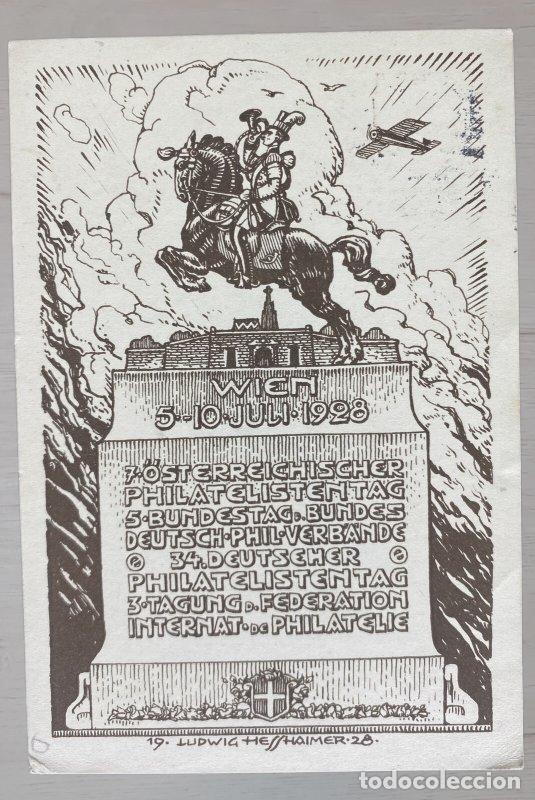 Postales: Postal Austria 1928. Tarjeta oficial Philatelistentag Wien con matasellos especial