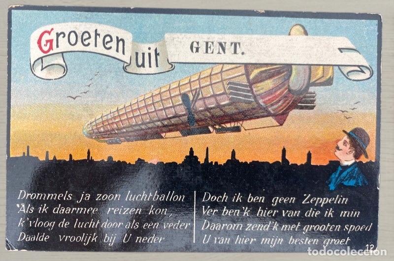 Postales: CPA Groeten uit Gent Zeppelin 1910 Circulada Con Sellos
