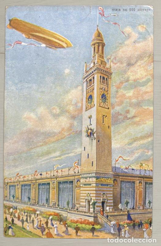 Postales: CPA Bruselas Exposicion 1910 Zeppelin Con Sello y Vi&ntilde;eta Oficial