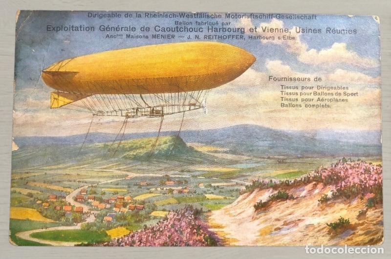 Postales: CPA Publicitaria Dirigible Harburg Wien Vereinigte Gummiwaaren Gand