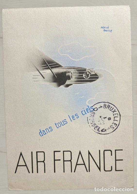 Postales: CPA Air France 1937 Publicitaria Herve Baille Correo Aereo Congo Belge
