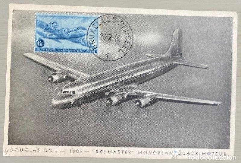 Postales: CPA Sabena Avion Douglas DC-4 1946 Tarjeta Maxima Homologada C.P.C.