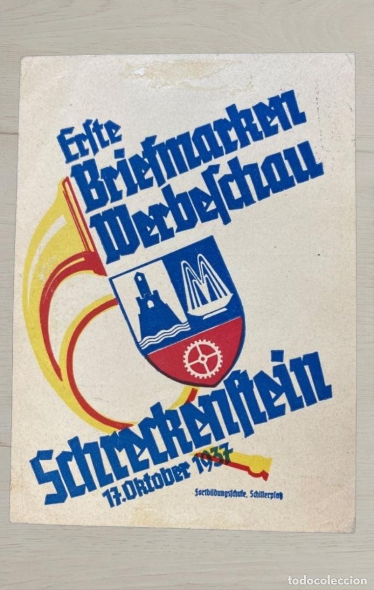 Postales: Gedenkkarte 1937 Schreckenstein Strekov a Danzig Gdansk Avion Matasellos Especial Filatelia Sudetes