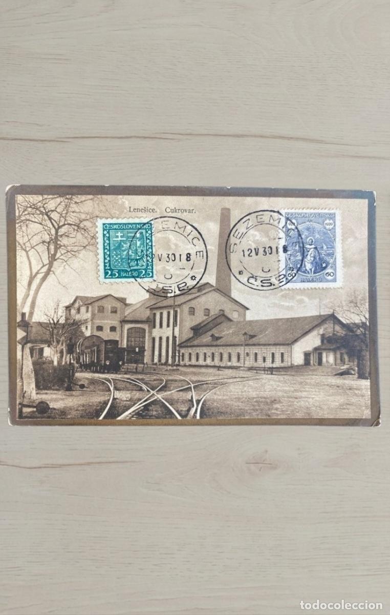 Postales: CPA Checoslovaquia Lenesice Cukrovar Fabrica Azucarera Logotipo Jaro No Circulada Industrial