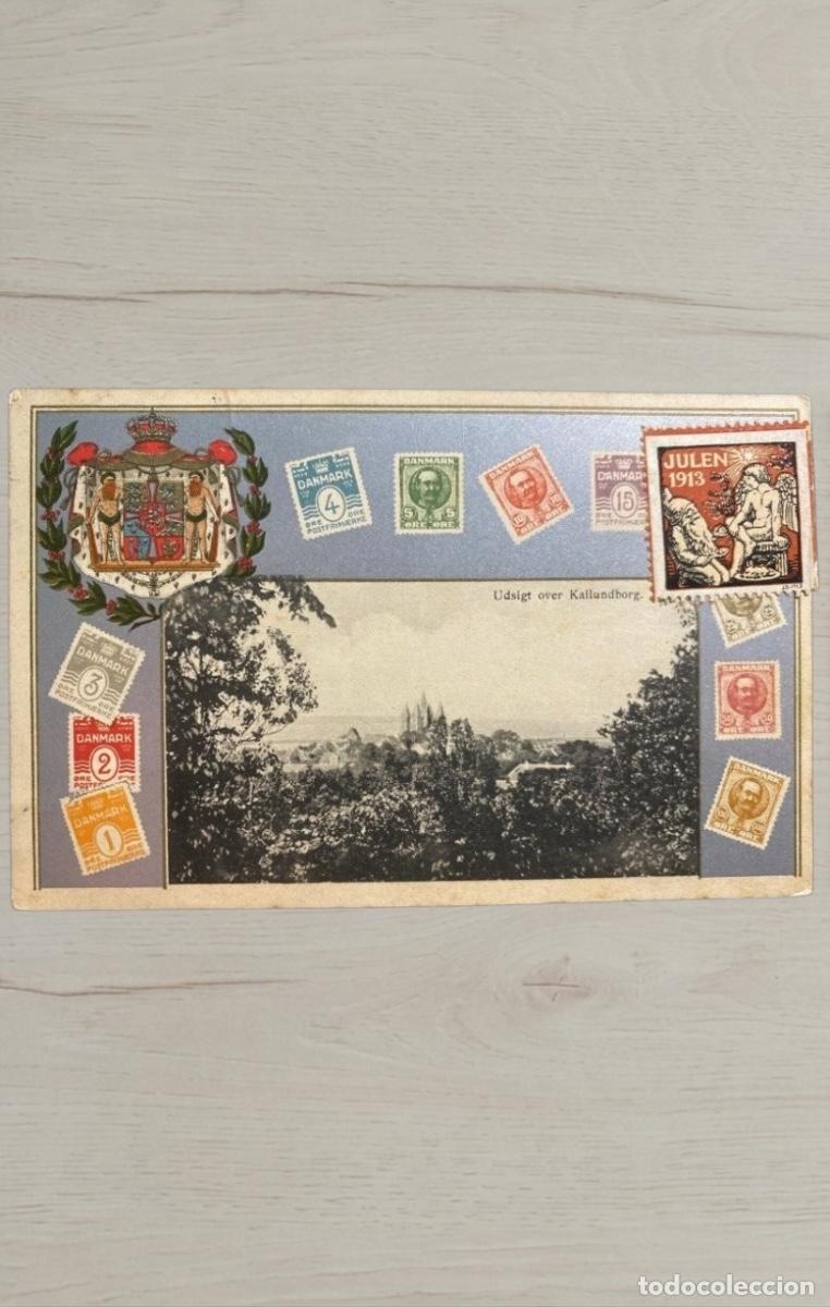 Postales: CPA Dinamarca 1913 Kalundborg Matasellos Silkeborg Sello 5 Ore Vi&ntilde;eta Julen Correo Postal