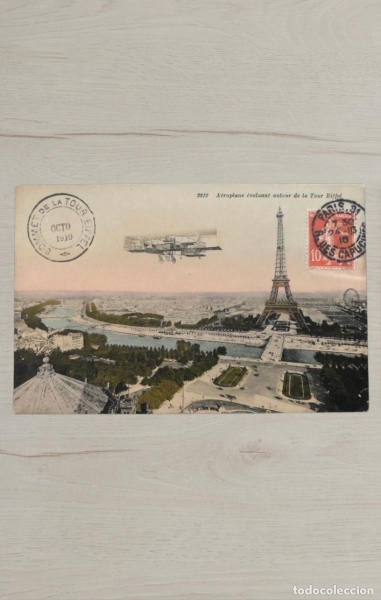 Postales: CPA Paris 1910 Tour Eiffel a Charleston West Virginia USA Manuscrito Ingles Top of Eiffel Tower
