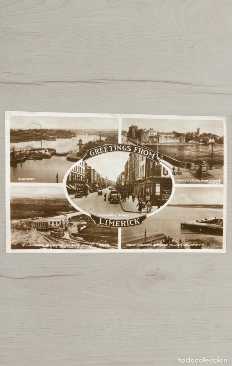Postales: CPA Irlanda 1940 Dublin a Antrim Sello Overprint Eire Matasellos Rodillo Valentin Real Photograph Hi