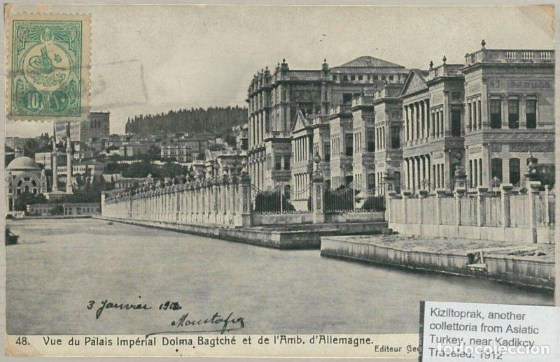Postales: CPA Turquia 1912 Imperio Otomano Constantinopla Palacio Dolma Bagtche Sello Matasellos Raro Kiziltop