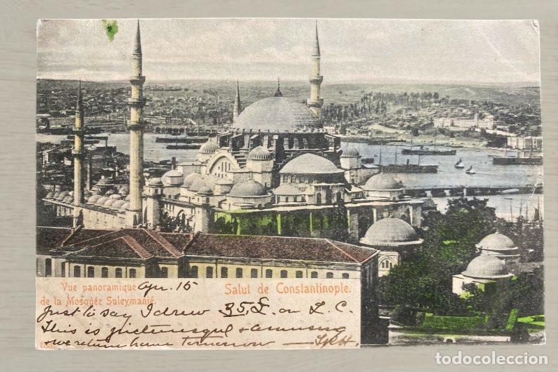 Postales: CPA Turquia 1903 Oficina Britanica Constantinople a USA Sello Edward VII Matasellos British Post Off
