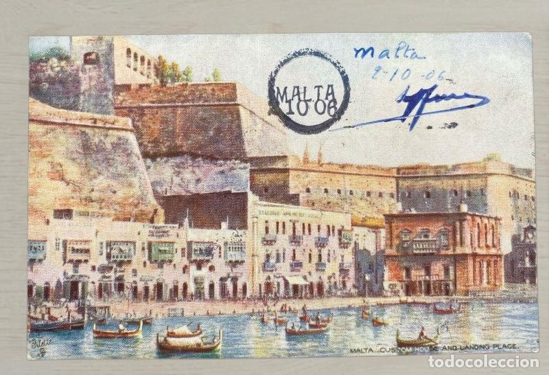 Postales: CPA Historia Postal 1906 Malta Raphael Tuck Oilette Sello Victoria Francia Matasellos Raro