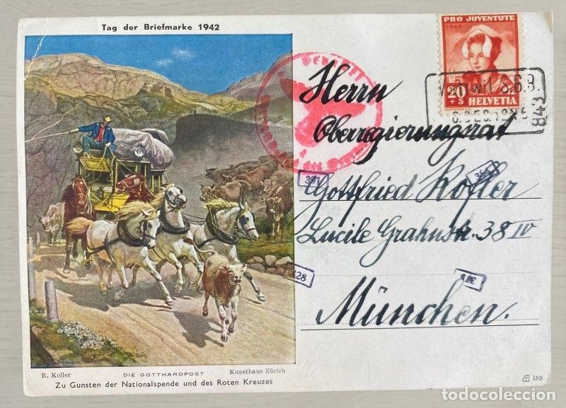 Postales: CPA Suiza II Guerra Mundial 1942 - Tarjeta Impresa de Felicitaci&oacute;n Wattwil - Reverso / Dos Caras