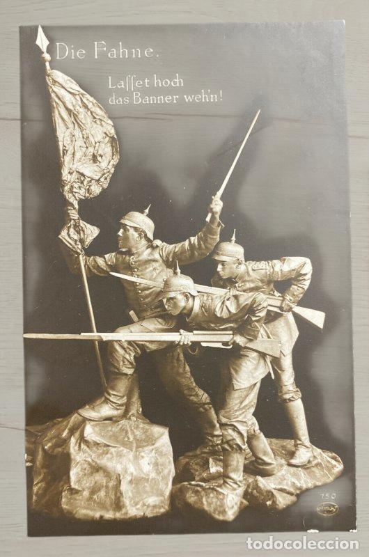 Postales: CPA Alemania I Guerra Mundial - Escultura Militar Die Fahne Lasset hoch das Banner wehn - Dos Caras