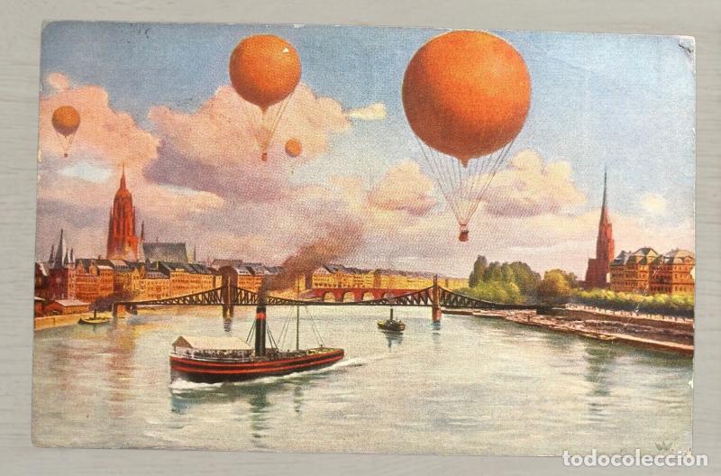 Postales: CPA 1909 ILA Frankfurt - Ilustraci&oacute;n Globos - Circulada con Tres Sellos Holanda
