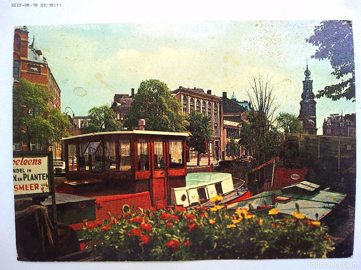 Cartoline: POSTAL DE AMSTERDAM ( HOLANDA - PAISES BAJOS ): BARCO EN UN CANAL . A&Ntilde;OS 60
