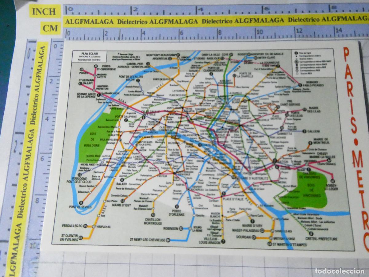 Postais: POSTAL DE FRANCIA. PARIS PLANO TRAZADO LINEAS DE METRO SUBURBANO. 1626