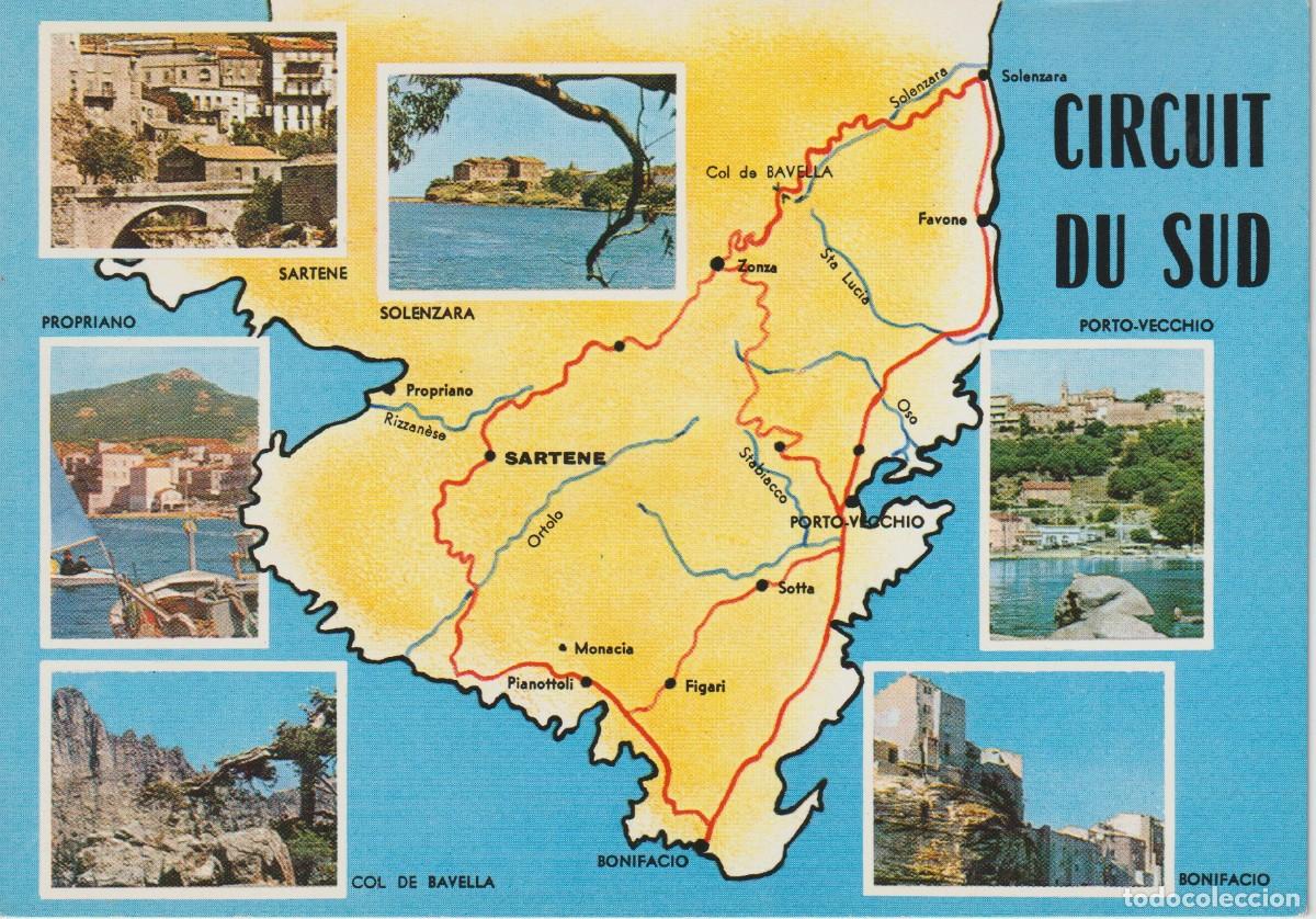 Postales: CORCEGA. FRANCIA. MAPA DEL CIRCUITO SUR DE LA ISLA ... SIN CIRCULAR