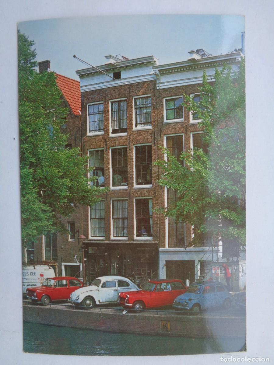 Postales: POSTAL DE AMSTERDAM ( HOLANDA - PAISES BAJOS ): CASA DE ANA FRANK . A&Ntilde;OS 60 , COCHES DE EPOCA