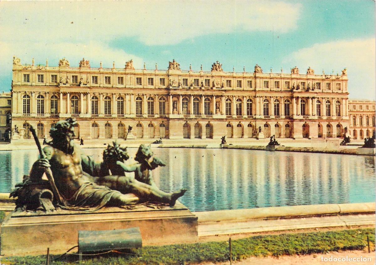 Postales: Postal Palacio de Versalles y Estanque con Estatua del Sena por Le Hongre