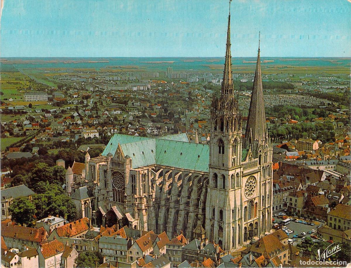 Postales: Postal de la Catedral de Chartres Vista A&eacute;rea Francia