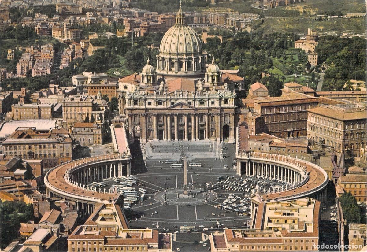 Postales: Postal de la Plaza y Bas&iacute;lica de San Pedro en Roma Vista A&eacute;rea