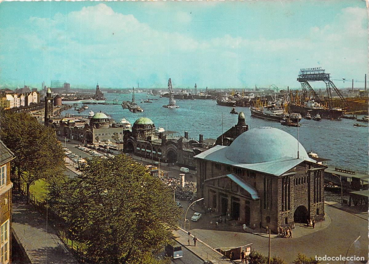 Postales: Postal del T&uacute;nel del Elba y Landungsbr&uuml;cken, Hamburgo
