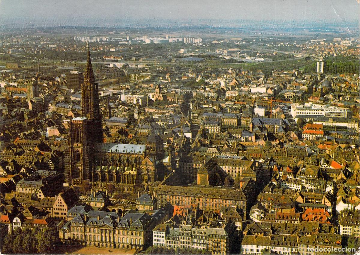 Postales: Postal de Vista A&eacute;rea de Estrasburgo, Catedral y Palacio Rohan