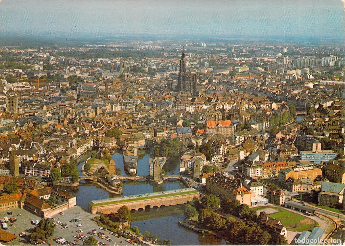 Postales: Postal de Estrasburgo: Vista A&eacute;rea del Barrage Vauban y la Catedral
