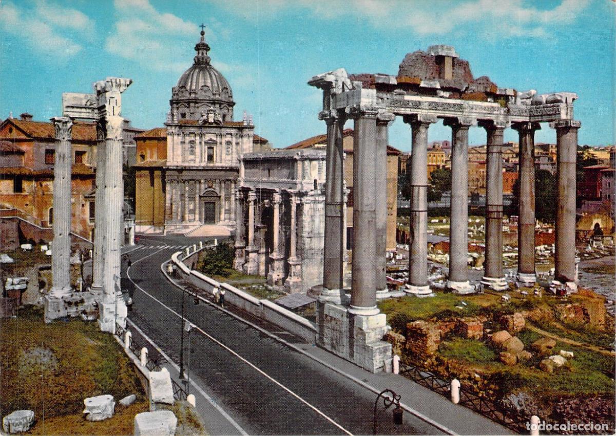 Postales: Postal Foro Romano de Roma con Templo de Saturno